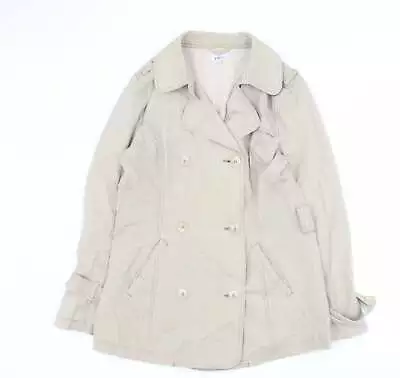 Matalan Womens Beige Trench Coat Size 12 Button • £9