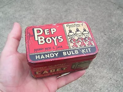 1940s Antique PEP BOYS Handy Bulb Tin For Lights Vintage Chevy Ford Hot Rod Gm • $51