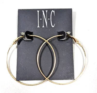 INC International Concepts Gold Tone Pierced Large Hoop Earrings Classic • $6.99