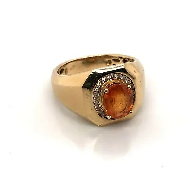 Mens 14ct. Gold Ring W/ Mandarin Garnet Stone • $1875