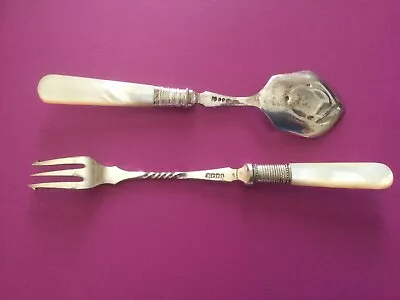 Mother Of Pearl Vintage Silver Spoon And Fork Collectible • $27