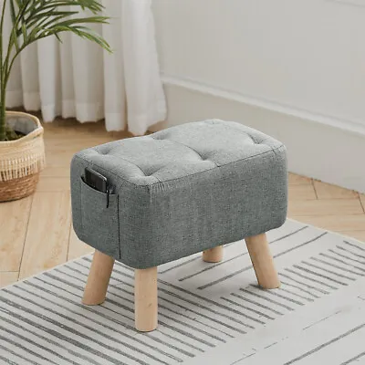 Shoe Ottoman Bench Linen Upholstered Footstool Foot Stool Rest Seat Pouffe Stool • £23.95