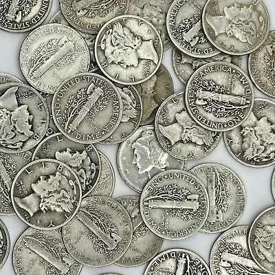 5 Mercury Dimes 1940-1945 90% Silver - LOT OF 5 COINS - RANDOM DATES • $11.95