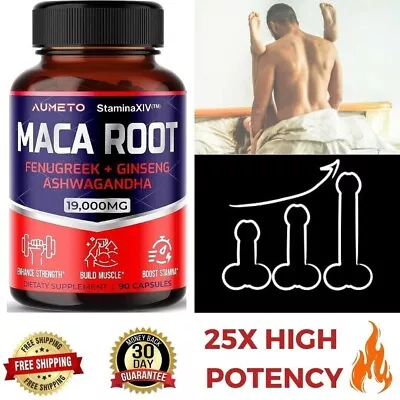 Maca Root Capsules 19000 Mg 25x High Potency Organic Pills For MenWomen Energy • $25.98