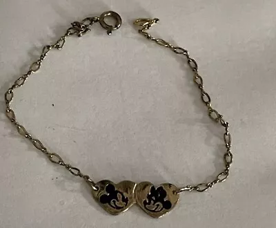 Sterling Silver Bracelet Disney Mickey Mouse  Girls Hearts 925 Chain Link • $22.97