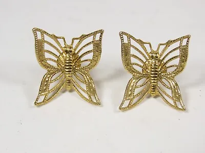 Vintage Pierced Earrings Signed Marvella Gold Tone Faux Pearl Rhinestone C4583 • $9.94