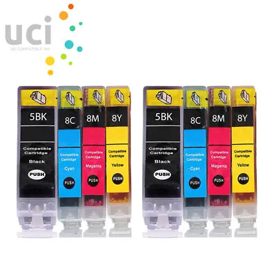 8 UCI Ink For Canon Pixma IP4200 IP4300 IP4500 IP5200 IP3300 MP510 MP520 MP830 • £10.43