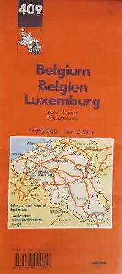 Michelin 409 Map Of Belgium / Luxemburg (1992) Index Of Places & Inset Maps. • $6.95