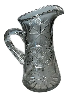 $295 • Buy Antique American Brilliant ABCG Heavy Crystal Cut Glass Pitcher Jug Vase 9 