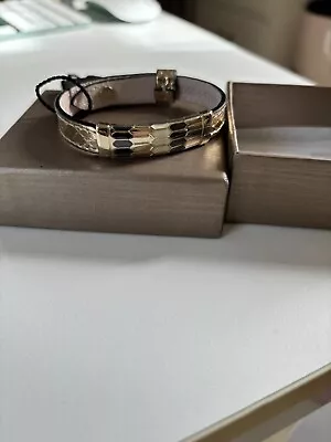 New Bulgari Serpenti Gold Color Leather Bracelet Signature Hardware Made Italy • $150