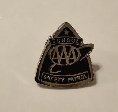 Vintage AAA School Safety Patrol Black Silver Tone Metal Badge Pin • $6.99