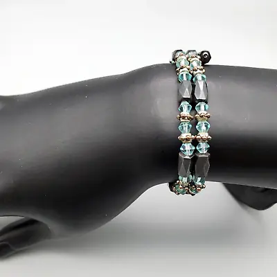 Hematite Magnetic Wrap Bracelet Blue Black Fashion Jewelry 14  Length Beaded • $7