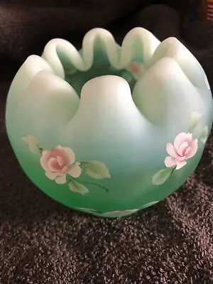 Vintage Collectible Fenton Willow Green Opalescent Glass Votive Candle Holder • $59.99