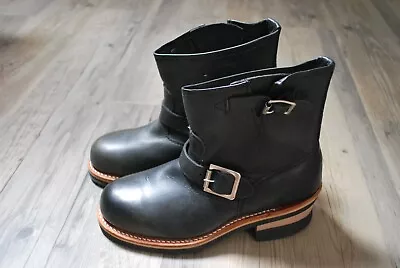 £90 • Buy Unworn Hawkins Dr Martens Black Leather Biker Boots UK 7 E Steel Toe Vintage 80s