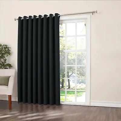 Blackout Eyelet Door Curtains Ready Made Thermal Ring Top Single Curtain Panel • £11.95