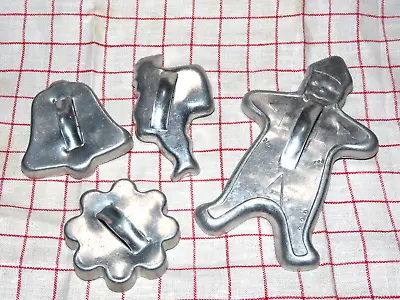 Lot Of 4 Vtg Cookie Cutters Christmas Holidays Shapes Silvertone Santa Bell + • $4.99