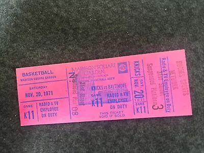 1971 New York Knicks Baltimore Bullets Media Press Pass Ticket MSG UNCUT! 🏀 • $49.95