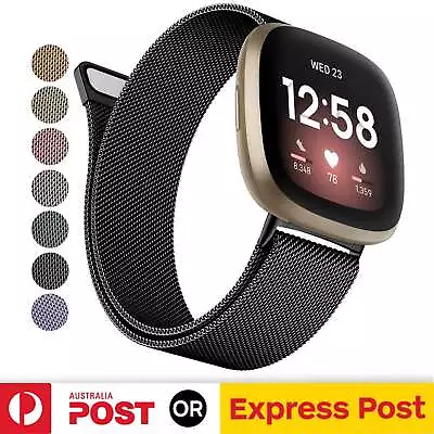F Fitbit Versa 2 3 4 Lite Sense 2 Stainless Steel Magnetic Watch Band WristBand • $7.85