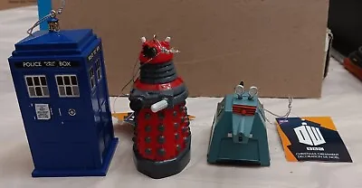 Doctor Who TARDIS K-9 & Red Dalek Holiday Christmas Ornament Lot Kurt Adler  • $50