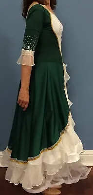 $125 • Buy Woman’s Green And White Ballroom Dance Gown/ Costume Size 6-8