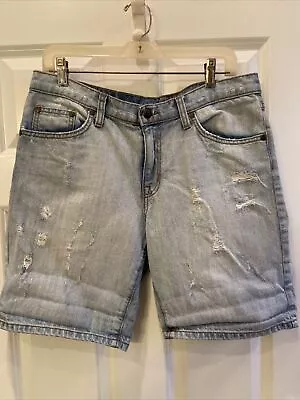 LF Era Of Chaos Boyfriend Light Blue Fade Jean Ripped Denim Shorts Women Size 29 • £1.60