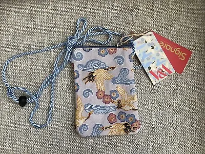 SIGNARE Tapestry Japanese Cranes V & A Design Smart Mobile Phone Bag BNWT • £17.50