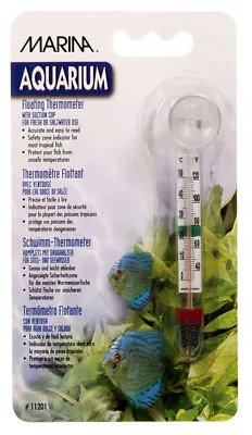 Marina Aquarium Thermometer Floating & Suction Cup Accurate Tropical Fish Tank • £3.69