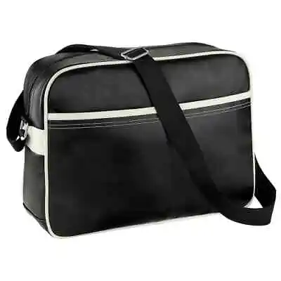 Bagbase Retro Bag Shoulder Sack Messenger Satchel Gym School Work College Black • £9.95