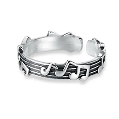 Sterling Silver Music Note Open Band Ring Double Bars Music Lover Students  • £10.71