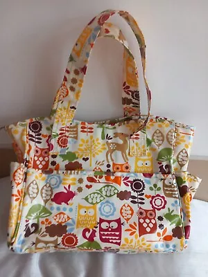 Owl Forest Themed Oil Cloth Wipe Clean Bag Crafts  Shopper / Baby /holdall • £6.50