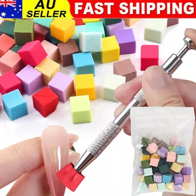 50/100Pcs Nail Art Sponge With Metal Stamping Brush Colour Transfer Pen Paint • $10.99