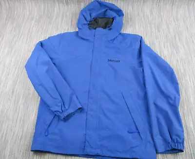 Marmot Jacket Adult Mens Small Full Zip Blue Waterproof Hiking Hood • £29.77
