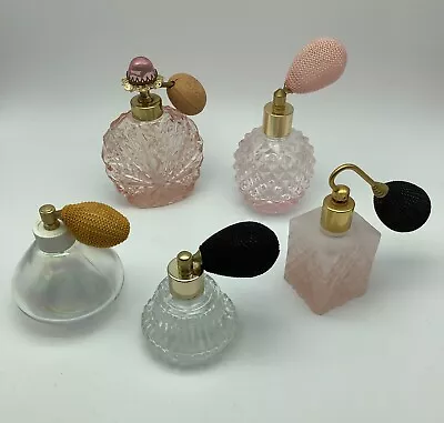 🔥vintage Older Atomizer Empty Perfume Bottles Lot Of Five Beautiful *see Photos • $50