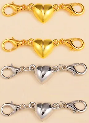 Gold Silver Heart Magnetic Converter Necklace Bracelet Easy Clasp Connector K8 • £3.95
