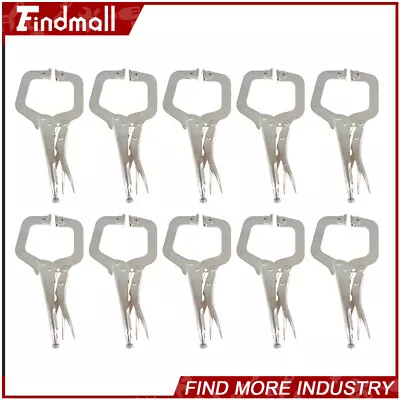 Findmall 10 Pack 11  Locking C-Clamp Adjustable Pliers Grip With Swivel Pad Vise • $49.38