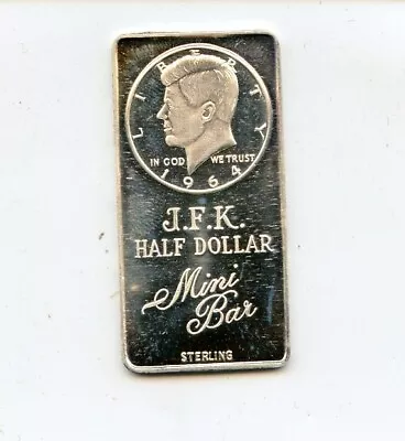 JFK Half Dollar .925 Sterling Silver Art Mini Bar - AZ235 • $30