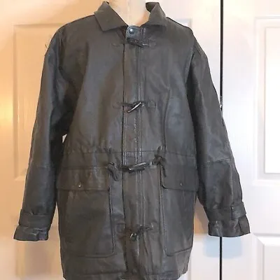 Size L Genuine Leather Jacket  I.O.U Men’s Vintage Zip And Toggle Closure • $95