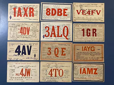 VINTAGE AMATEUR RADIO QSO CARDS - 1920's - LOT OF 12 • $40