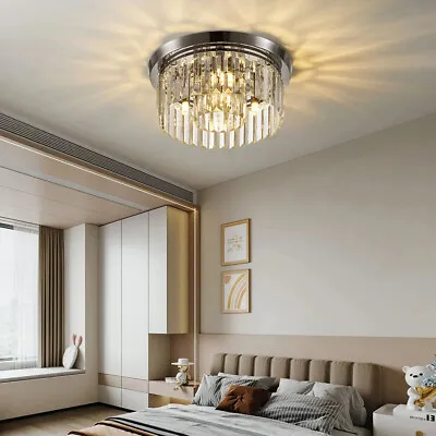 40cm Modern Flush Mount Ceiling Light Crystal Lamp Chandelier Lights Living Room • £29.99