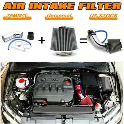 3'' Cold Air Intake Filter Induction Kit Pipe Power Flow Hose System Replacement • $48.44