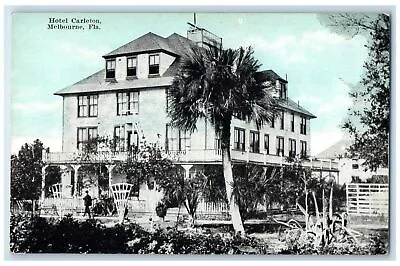 C1910's Hotel Carleton & Restaurant Building Porch Melbourne Florida FL Postcard • $29.95