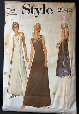 £3 • Buy Vintage Sewing Pattern Style 2942 60s Evening Dress Plunge Back Cut Size 14