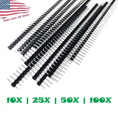 $9.89 • Buy 40-Pin Male Header 0.1  2.54mm Breadboard PCB Strip Connectors 10/25/50/100Pcs