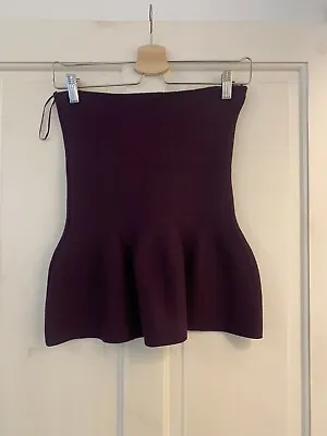 Zara Strapless Bustier Peplum Knit Top Aubergine Purple Top Size M • £15