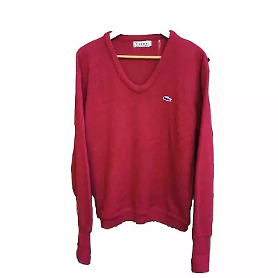 Vintage 90s Lacoste X Izod Maroon Red V-neck Sweater Mens Large • $24.99