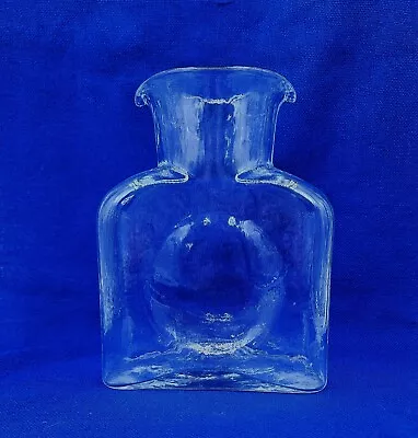 2001 Signed Blenko Clear Glass Double Spouted Pitcher Water Carafe Hammered Look • $36.54