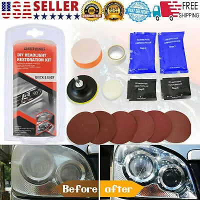 Car Headlight Lens Restoration Repair Kit Polishing Cleaner Cleaning Tools • $10.19