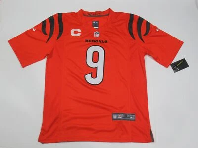 $69.99 • Buy Joe Burrow #9 Cincinnati Bengals 4 Star Captains Patch 2023-24 Jersey Orange