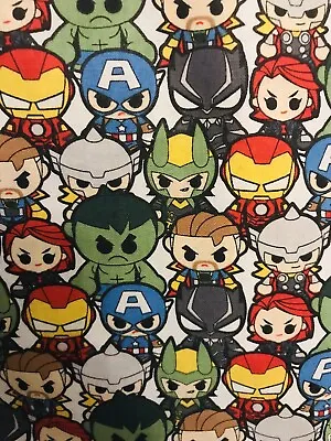 $5.99 • Buy Marvel Mini Avengers Kawaii Fabric 18”x21”Superhero Black Panther Loki Fabric
