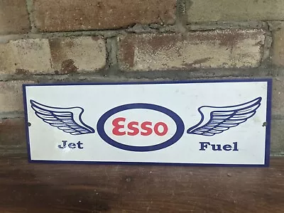 Vintage Esso Jet Fuel Aviation Porcelain Enamel Gas Pump Sign 15  X 5  • $135.99